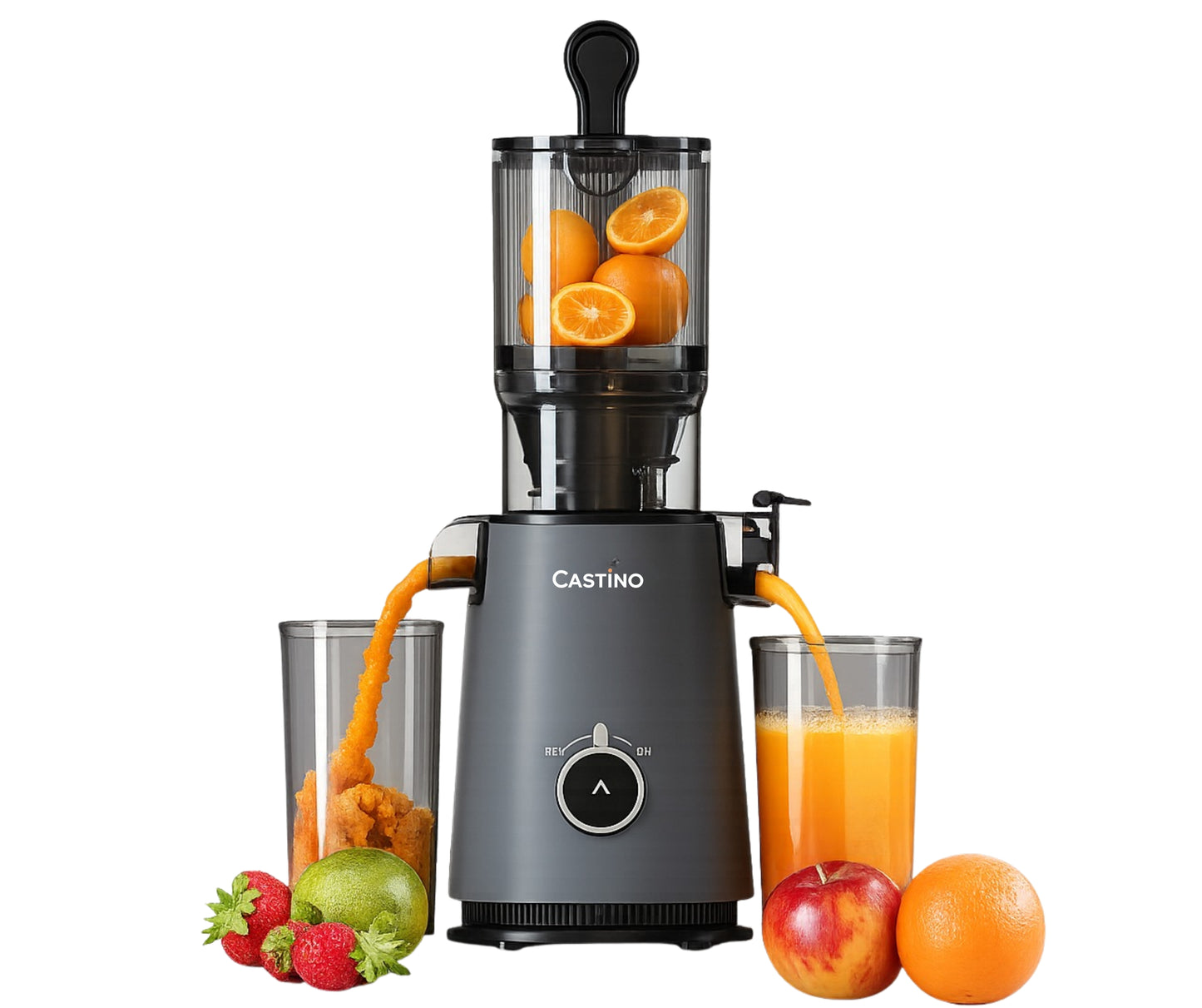 Castino Cold Press Juicer | High Nutrition | Easy Assembly & Cleaning | Intelligent Auto Reverse | Advanced Safety Features | Ideal for Fruit, Veggie Juices & Nut Milks